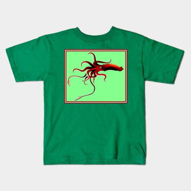 Giant Squid : Deep Water Sea Creature Print Kids T-Shirt by posterbobs